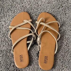 a.n.a Braided Metallic Gold Sandals